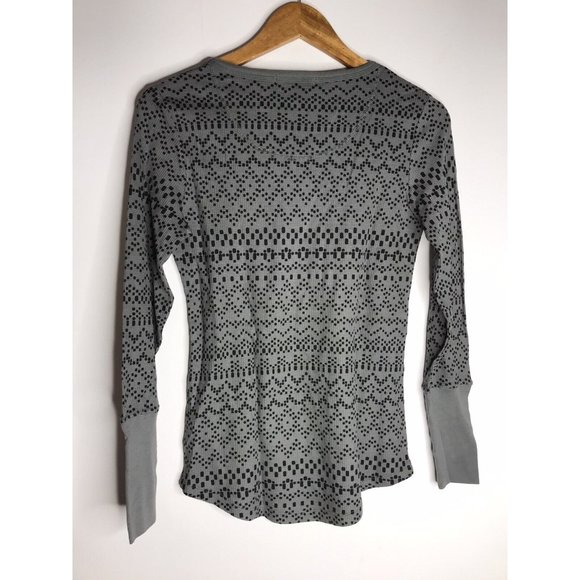 Orvis Womens Medium Waffle Thermal Top Long Sleeve Gray Black Stretch Modal - Picture 7 of 8